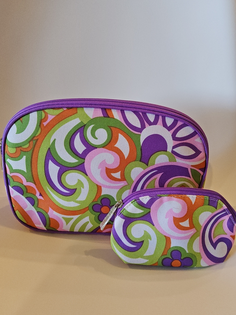 Clinique Purple Swirl Cosmetic Pouch Set - Women Bags